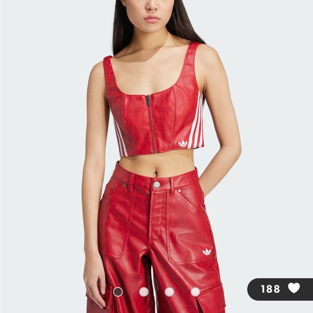 adidas Originals Adilenium Season 3 Vintage Faux Leather Top in red